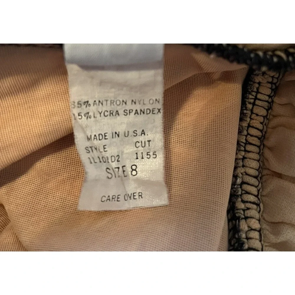 Vintage Catalina One Piece Bathing Suit Black Gold Ruched Lined Size 8 USA Made